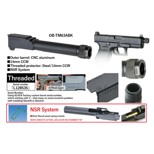 Detonator CNC Aluminum Factory Style Threaded Outer Barrel for Tokyo Marui G19 Gen5